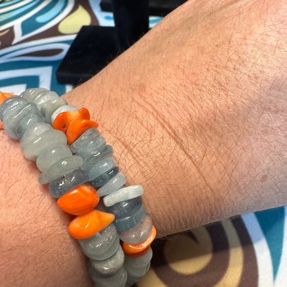 Aquamarine and Coral Bracelet - Picture 2 of 4